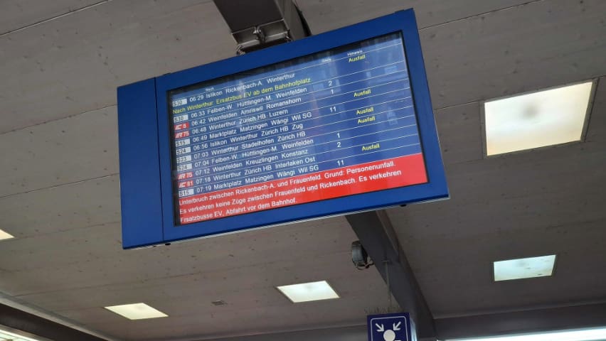 Lična nesreća: željeznički promet između Wintehur i Romanshorn prekinut