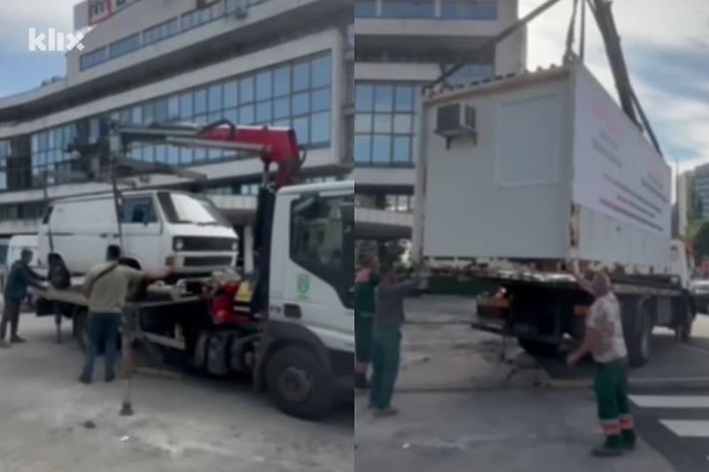 Uklonjeni nelegalni kontejneri i vozila sa parkinga kod Narodnog pozorišta u Sarajevu