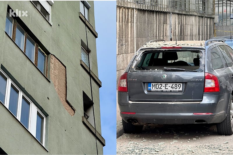 Obrušila se fasada u centru Sarajeva, dijelovi pali na automobil i napravili velika oštećenja