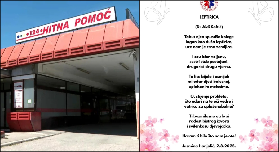 SEDAM DANA NAKON TRAGEDIJE: Kolegica iz Hitne pomoći KS napisala pjesmu o stradaloj doktorici Aidi Softić