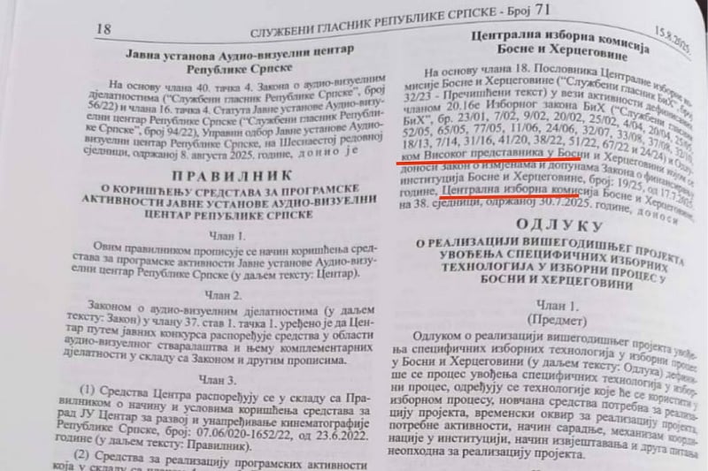 Službeni glasnik RS-a objavio odluku visokog predstavnika Christiana Schmidta