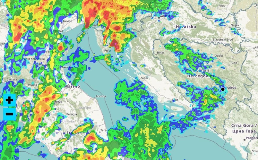Pratite kretanje oluje prema BiH: BH Meteo objavio mapu – gdje su moguće poplave